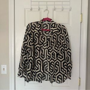 Zara Printed Linen Button Down